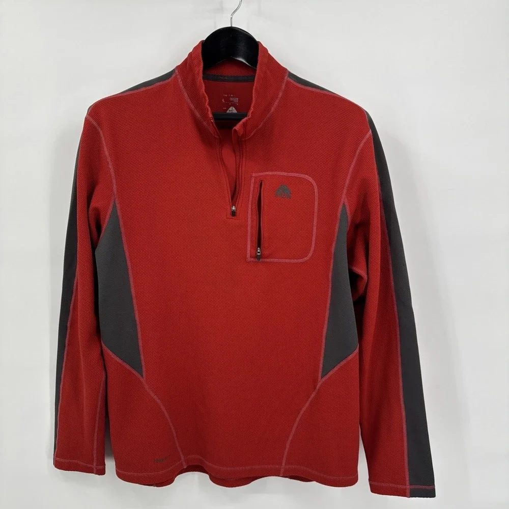 Nike‎ ACG VTG Sweater Mens Large Red Gray  Lightweight 1/4 Zip Pullover Outdoor